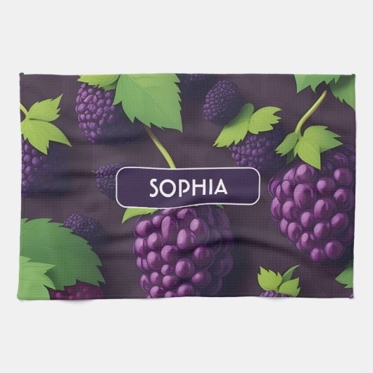 BlackBerry Retro Kleurrijk Gepersonaliseerd Patroo Theedoek (Horizontaal)