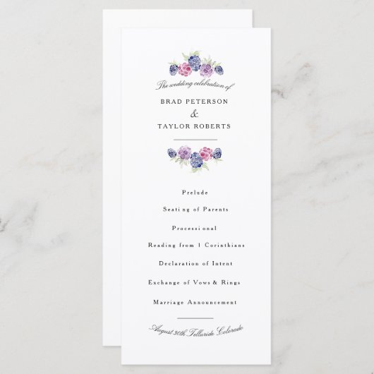 BlackBerry Waterverf bruiloft programma (Voorkant / Achterkant)