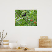 Blackbird and Berries Print (Keuken)