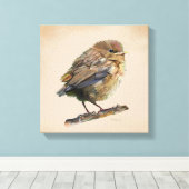 Blackbird Fledgling Canvas Afdruk (Insitu (Houten vloer))