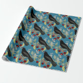 Blackbird op Blue Craft of Cadeaupapier (Uitgerold)