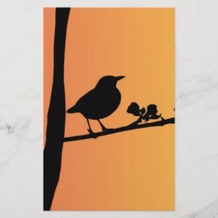 Blackbird Silhouette Briefpapier
