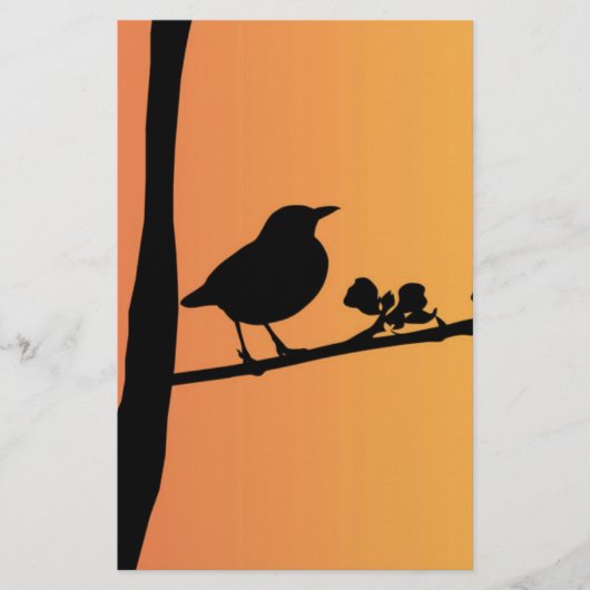 Blackbird Silhouette Briefpapier (Voorkant)