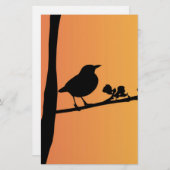 Blackbird Silhouette Briefpapier (Voorkant / Achterkant)