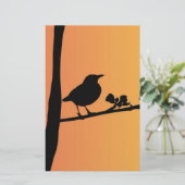 Blackbird Silhouette Briefpapier (Staand voorkant)