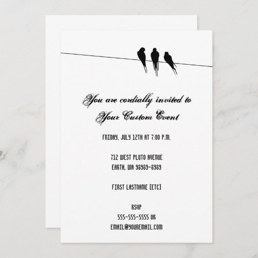 Blackbird Silhouette op Wire Kaart (Voorkant / Achterkant)