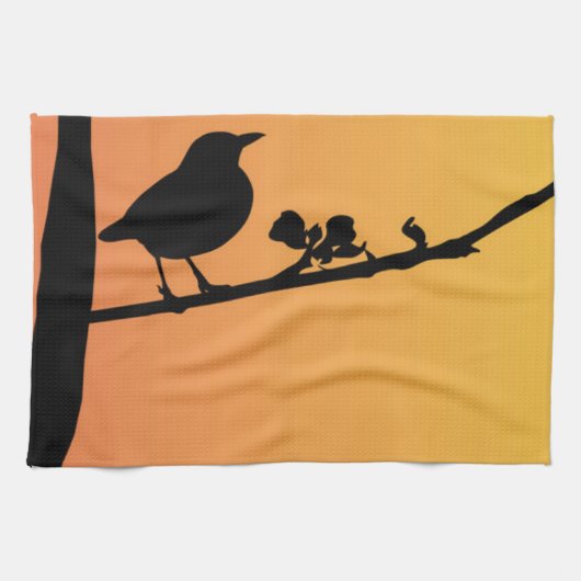 Blackbird Silhouette Theedoek (Horizontaal)