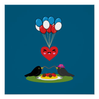 Blackbird's Spaghetti Meatballs Valentine's Date Perfect Poster