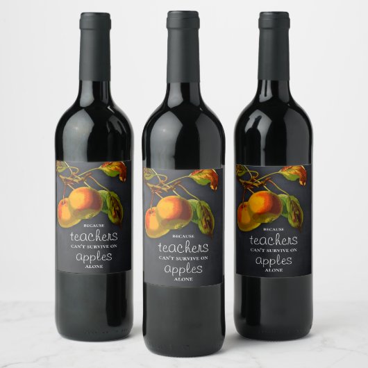 Blackboard Apple Teacher Appreciation Wine Label Wijn Etiket (Flessen)