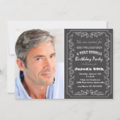 Blackboard Birthday Photo Invitation Kaart (Voorkant)