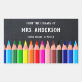 Blackboard Colored Pencils Teacher Library Rechthoekige Sticker (Voorkant)