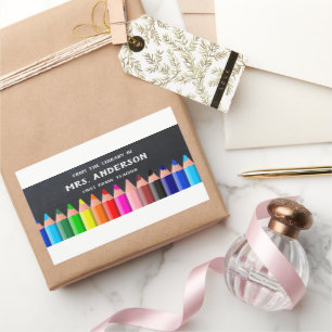 Blackboard Colored Pencils Teacher Library Rechthoekige Sticker