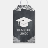 Blackboard en White Lace Afstuderen gefeliciteerd Cadeaulabel (Achterkant)