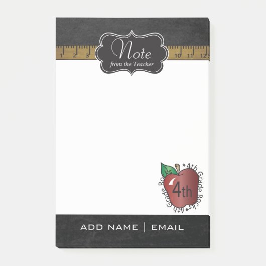Blackboard Fourth Grade Teacher | DIY-tekst Post-it® Notes (Voorkant)
