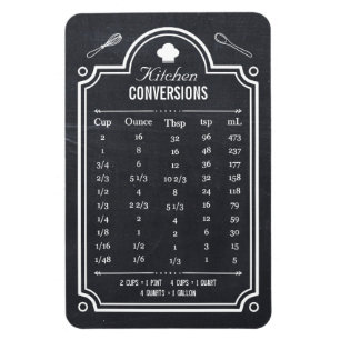 Blackboard Handy Kitchen Conversion Table Magneet