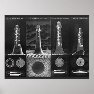 Blackboard Lighthouse Plans Poster