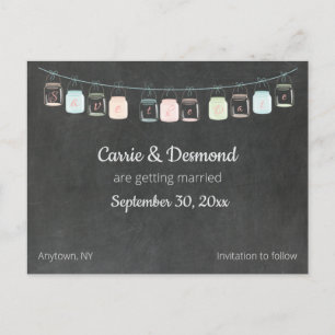 Blackboard Mason Jars Custom Save the Date Wedding Briefkaart
