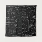 Blackboard met wetenschappelijke formules en  wandkleed (Voorkant)