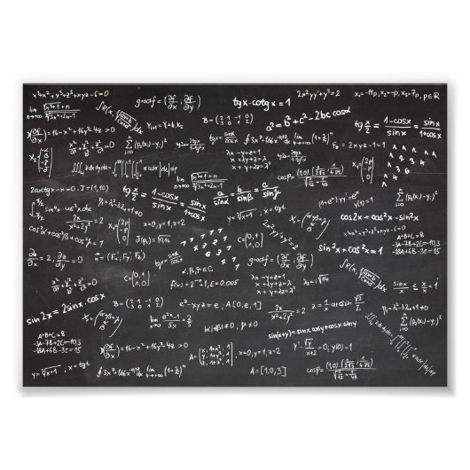 Blackboard met Wiskunde formules Foto Afdruk (Voorkant)