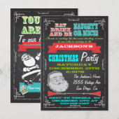 Blackboard Naughty of Nice kerstparty nodigt Kaart (Voorkant / Achterkant)