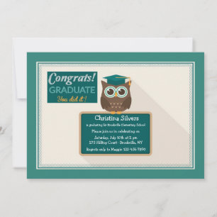 Blackboard Owl Afstuderen Invitation Kaart