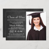 Blackboard Photo Afstuderen Invitation Kaart (Voorkant / Achterkant)