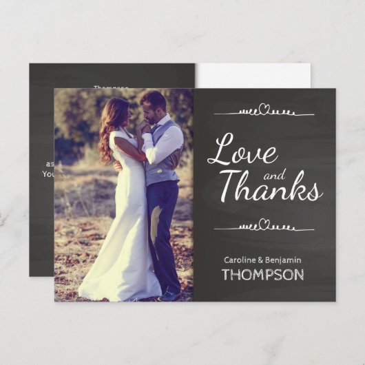 Blackboard Photo Weddenschap Bedankt Briefkaart (Voorkant / Achterkant)