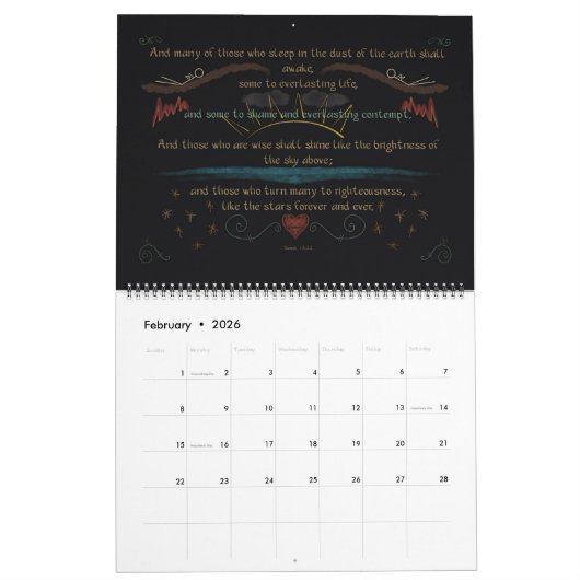 Blackboard Scriptures 2024 calendrier mensuel (Feb 2026)