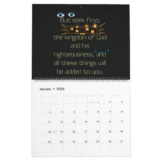Blackboard Scriptures 2024 calendrier mensuel (Jan 2026)
