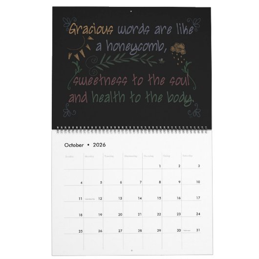 Blackboard Scriptures 2024 calendrier mensuel (Oct 2026)