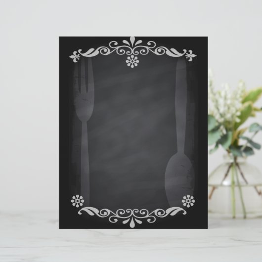 Blackboard Sketch Menu Food Fork Spoon (Staand voorkant)