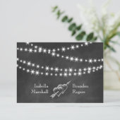 Blackboard Twinkle Lights RSVP Kaartje (Staand voorkant)