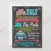 Blackboard Ugly sweater kerstparty nodigt uit Kaart (Voorkant)