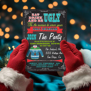 Blackboard Ugly sweater kerstparty nodigt uit Kaart