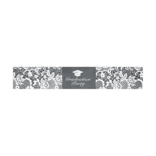 Blackboard & White Lace Graduope Party-envelop Uitnodigingen Wikkel