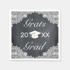 Blackboard & White Lace Grats Afstuderen Pet Pet Servet