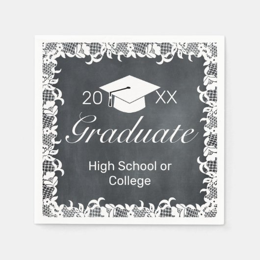 Blackboard & White Pet Pet Party Afstuderen Servet (Voorkant)
