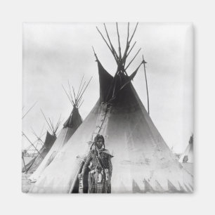 Blackfoot Brave, bij Calgary, Alberta, 1889 Magneet