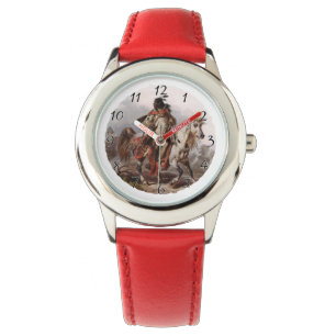 Blackfoot Indian On Arabian Horse Horloge