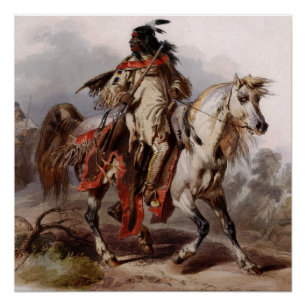 Blackfoot Indian On Arabian Horse Perfect Poster
