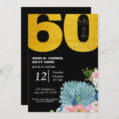 BlackGold Peacock 60e anniversaire Invitations (Devant / Derrière)