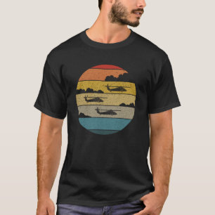 Blackhawk Retro Sunset Helicopter UH60 Black Hawk T-shirt