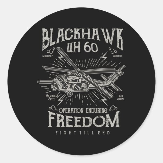 Blackhawk UH 60 helikopter stijl helikopter piloot Ronde Sticker (Voorkant)