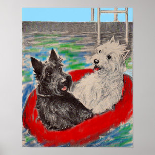 Blackie en Whitie op een vlot Poster