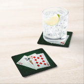 Blackjack 21 point - Ace, Queen, Ten Vierkante Kartonnen Onderzetter (Insitu)