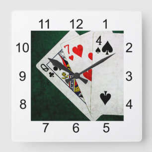 Blackjack 21 point - Queen, Seven, Four Vierkante Klok