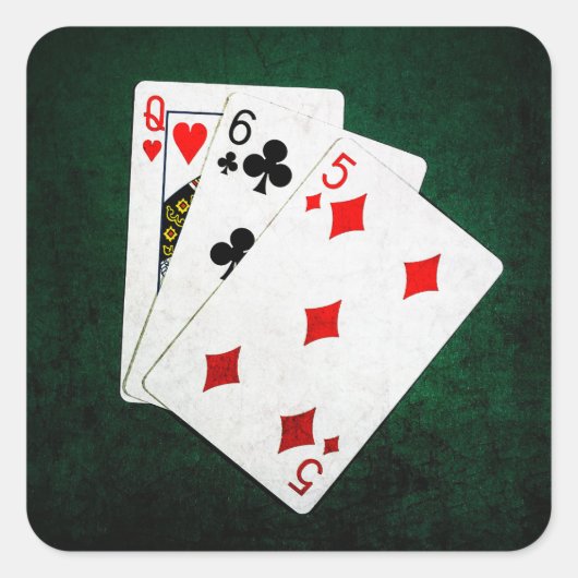Blackjack 21 point - Queen, Six, Five Vierkante Sticker (Voorkant)