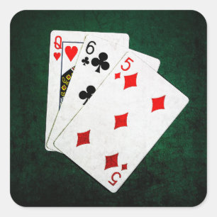 Blackjack 21 point - Queen, Six, Five Vierkante Sticker