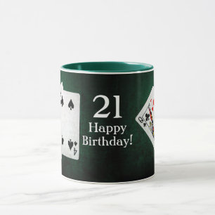 Blackjack 21 punten Gelukkige verjaardag Mok