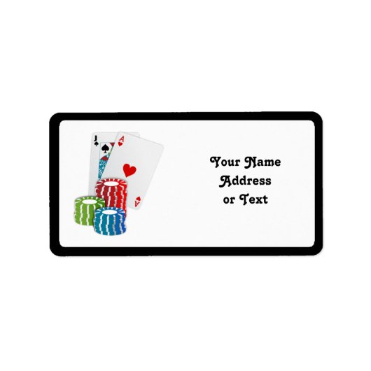 Blackjack met Poker Chips Etiket (Voorkant)